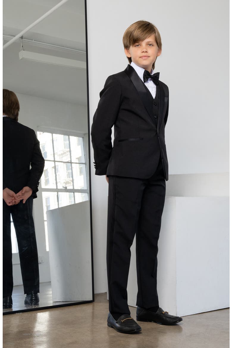 Kids' Onyx 5-Piece Tuxedo Set, Alternate, color, BLACK