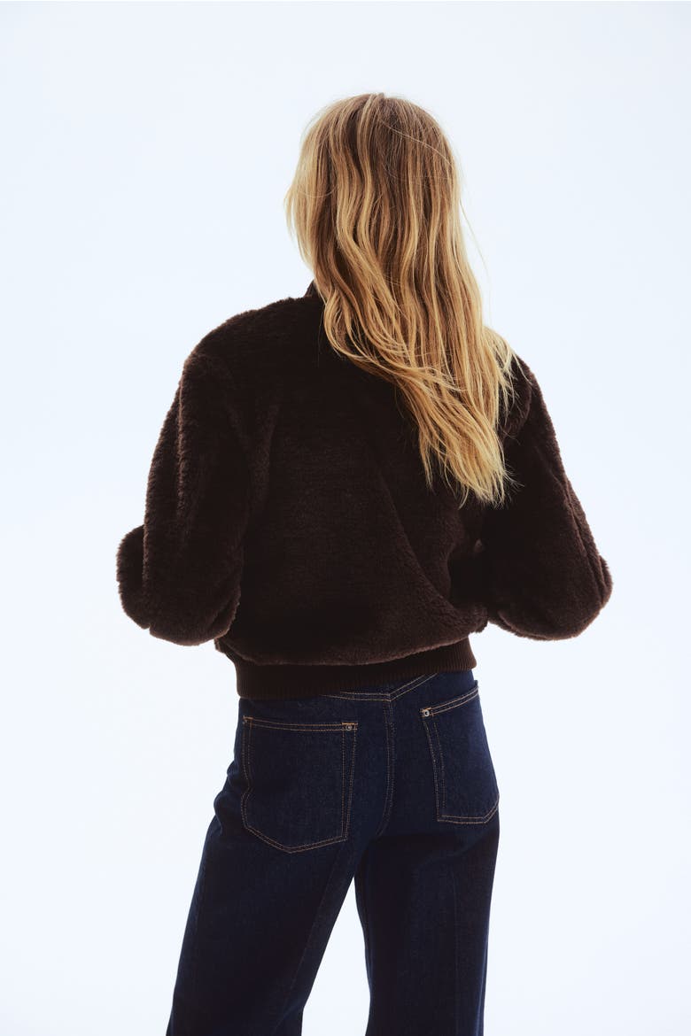 Pile Bomber Jacket, Alternate, color, Dark brown