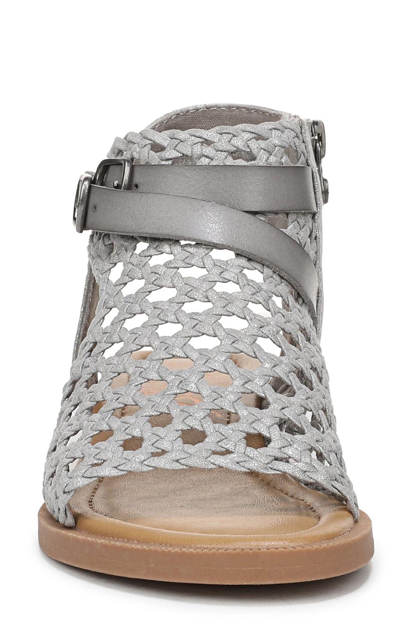 Blowfish Malibu Anuella Cage Sandal, Alternate, color, Silver Microsuede
