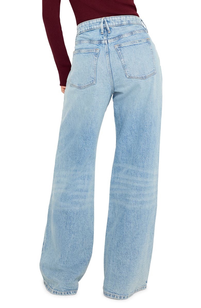 Good American Good Ease Crossover Waist Wide Leg Jeans, Alternate, color,