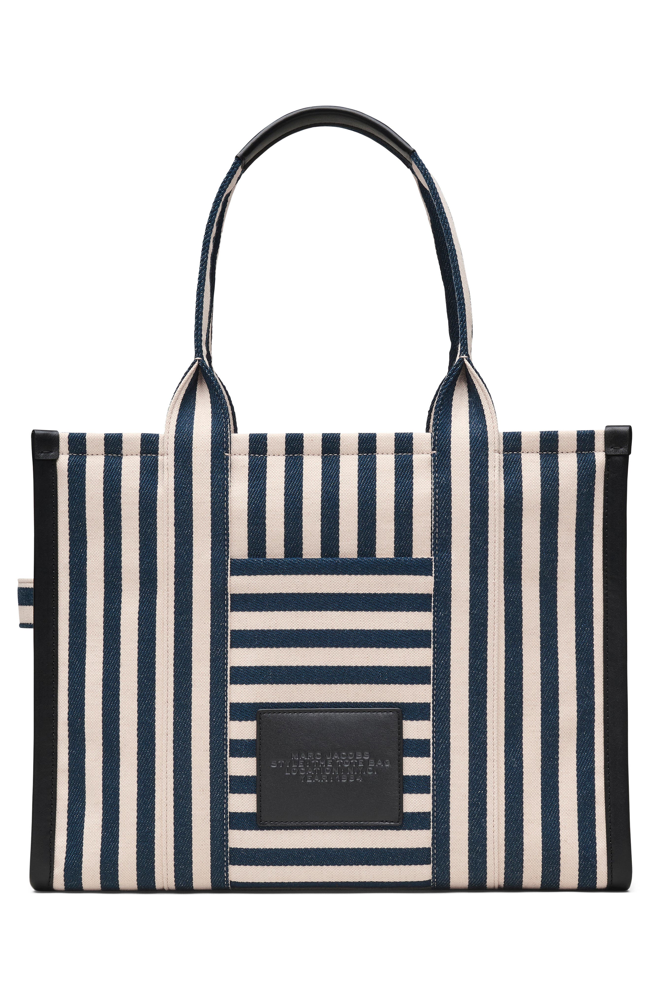 Marc Jacobs The Stripe Canvas Large Tote Bag, Alternate, color, Blue Sea Multi