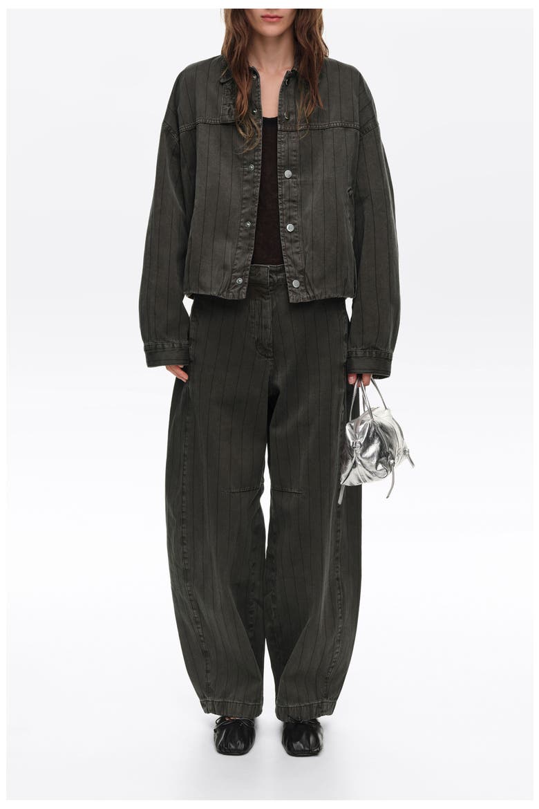 Barrel Cut Striped Denim Trousers, Alternate, color, WASHED BROWN