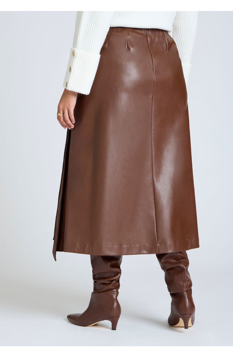 ELOQUII Double Belt Wrap Faux Leather Skirt, Alternate, color, Rocky Road