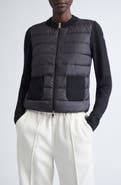 Moncler Virgin Wool Knit & Quilted Down Cardigan