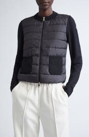 Moncler Virgin Wool Knit & Quilted Down Cardigan