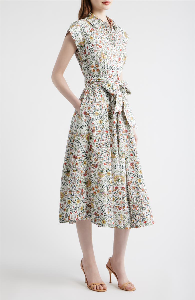 Elie Tahari The Fran Folk Floral Midi Dress, Alternate, color, Folk Floral Print