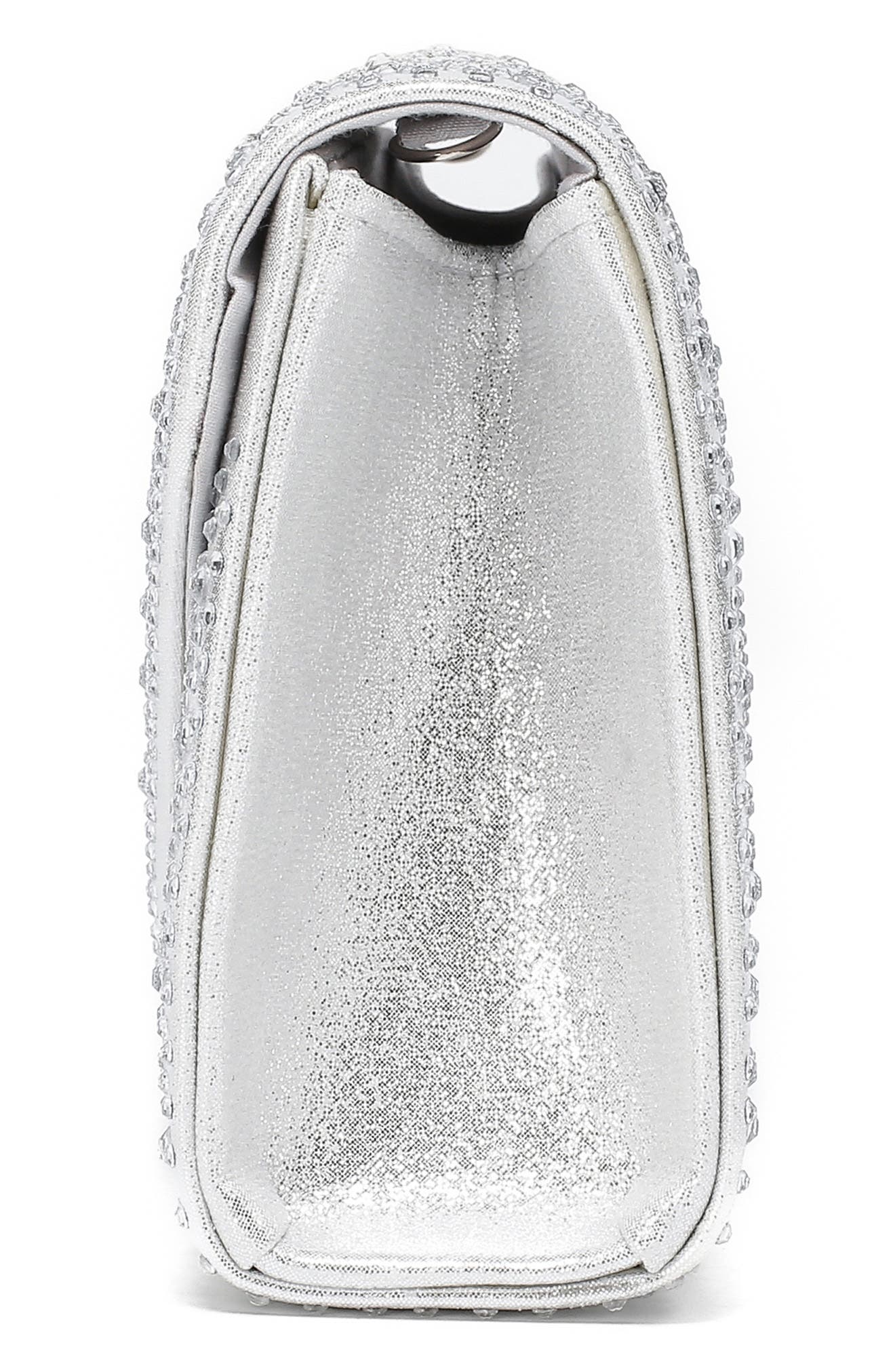 Rhinestone Envelope Clutch, Alternate, color, SILVER