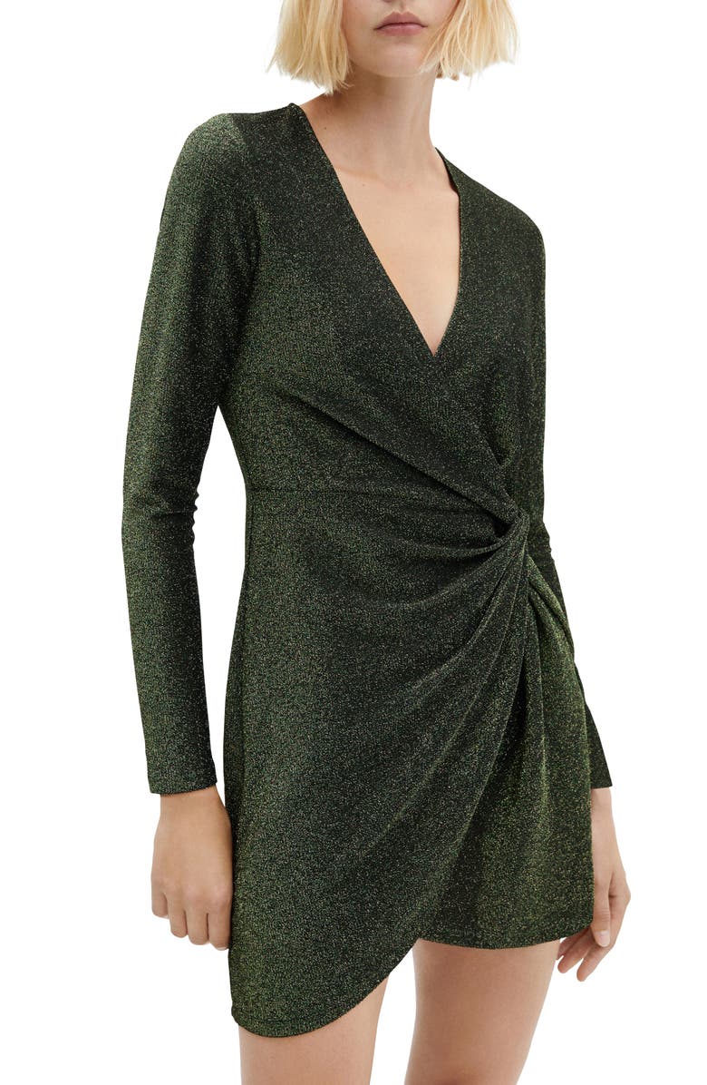 MANGO Knotted Long Sleeve Minidress, Main, color,