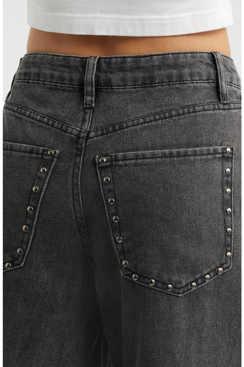 Stud Embellished Relaxed Extra Baggy Wide Leg Jeans, Alternate, color, WASHED BLACK