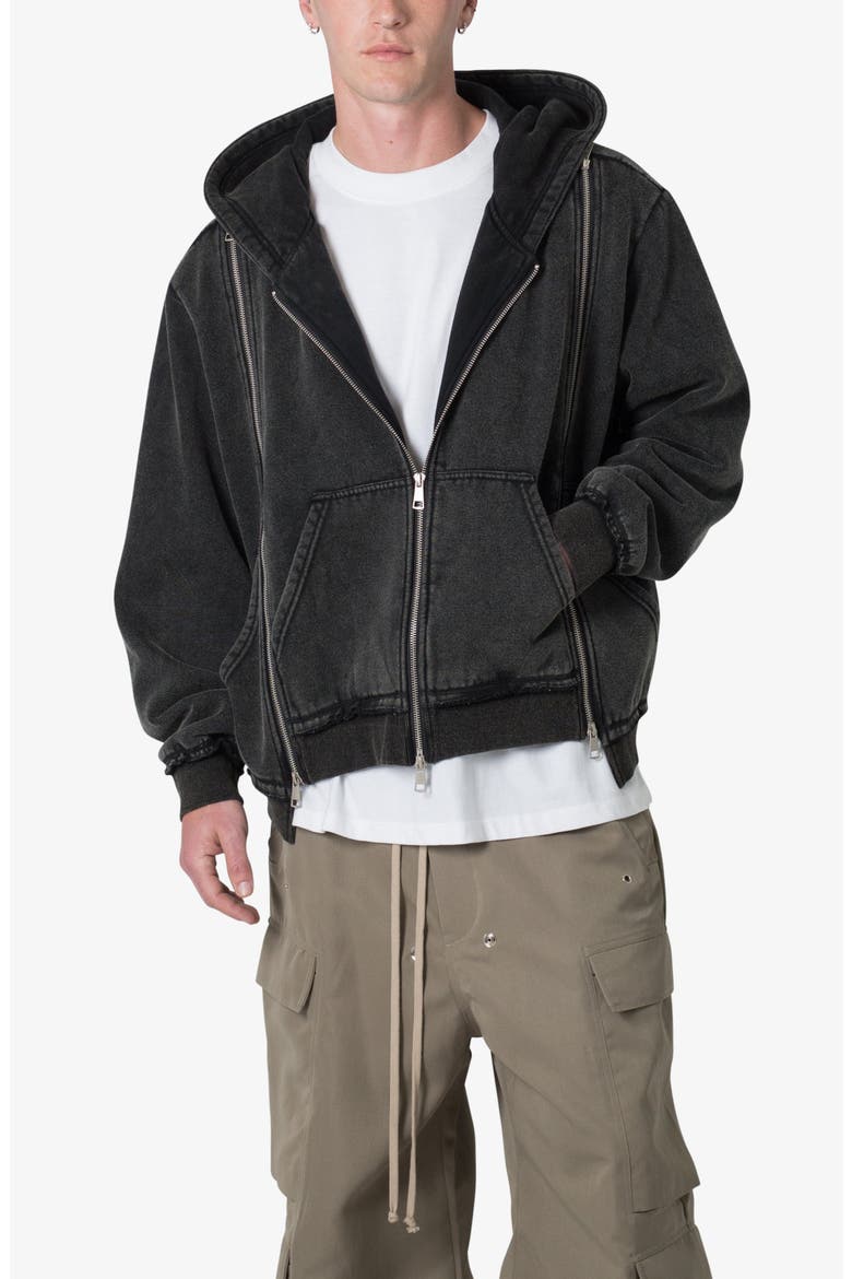 Multi Zip Hoodie, Alternate, color, WASHED BLACK