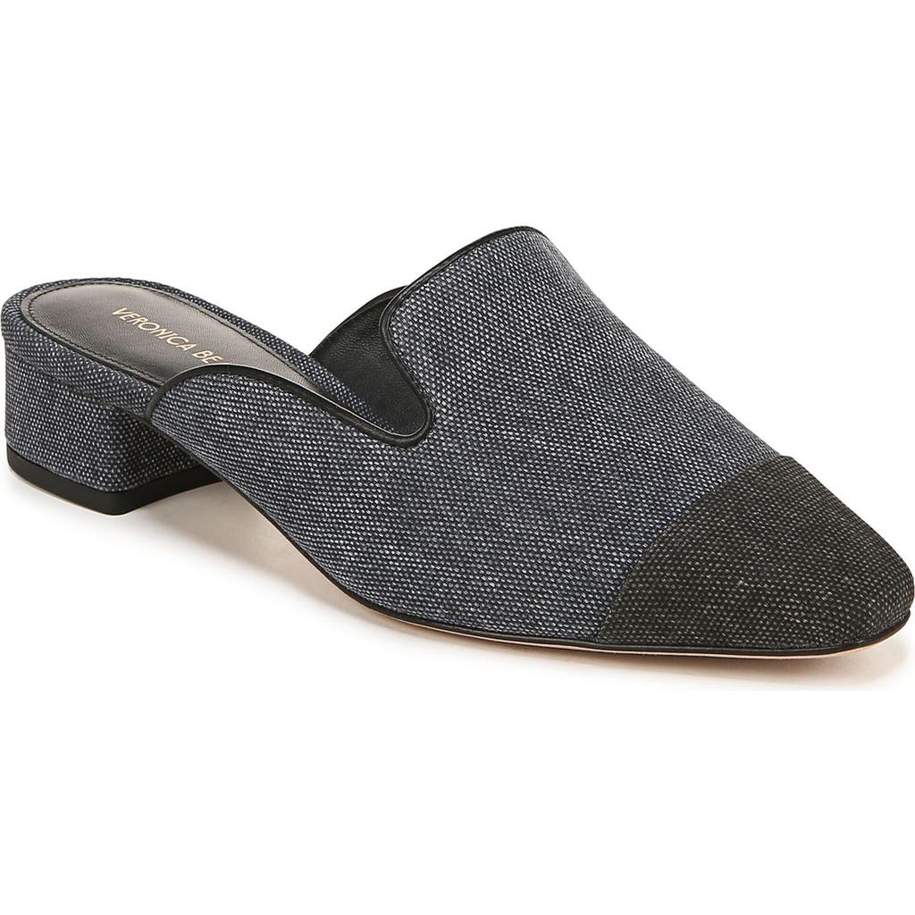 Veronica Beard Cecile Cap Toe Mule In Indigo Blue/black