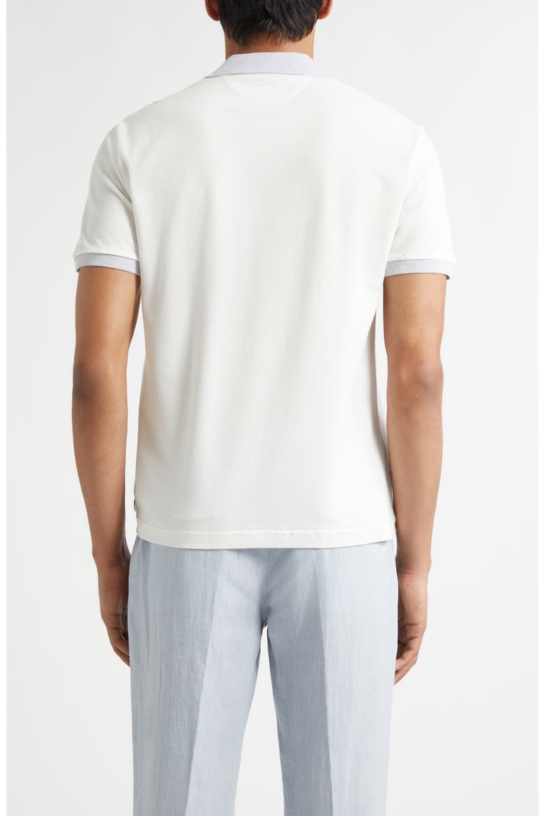 Contrast Trim Cotton Piqué Polo, Alternate, color, WHITE/ MELANGE LIGHT GREY