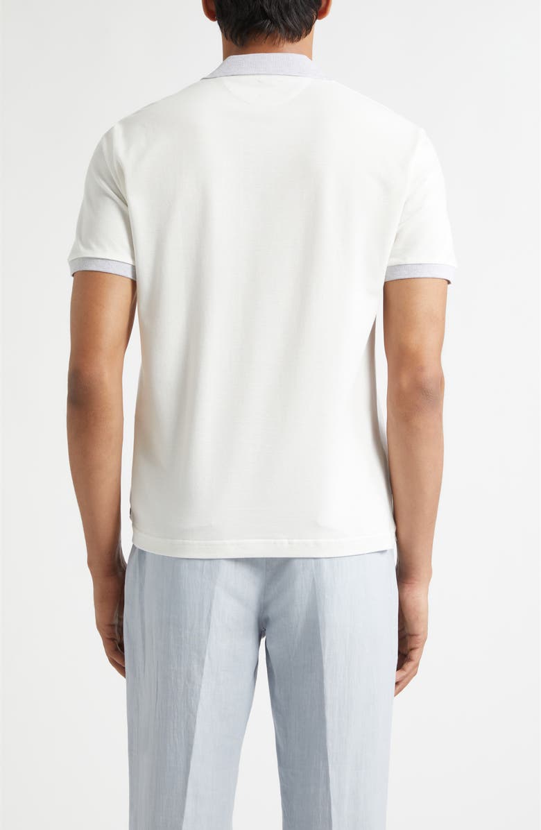 Eleventy Contrast Trim Cotton Piqué Polo, Alternate, color, White/ Melange Light Grey