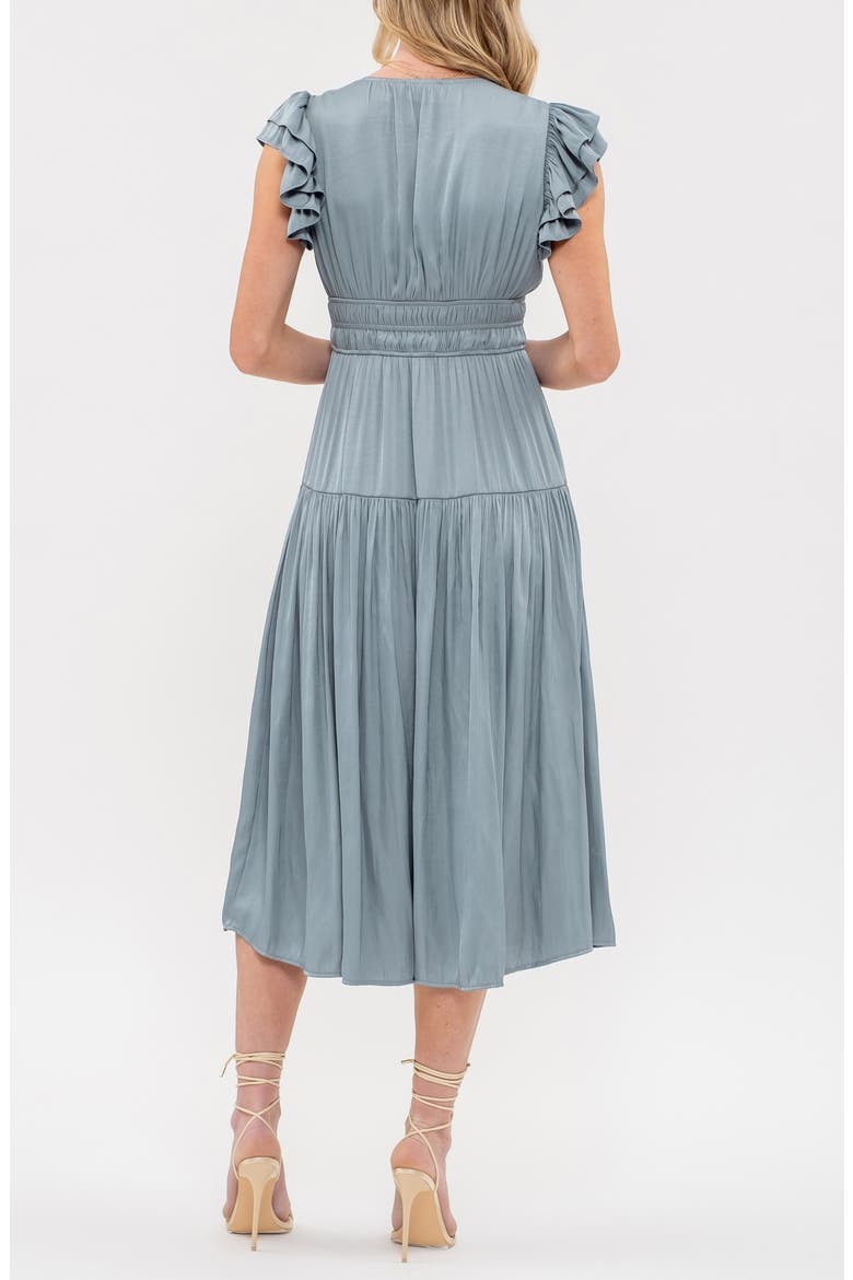 Flutter Sleeve Empire Waist Midi Dress, Alternate, color, LIGHT TEAL