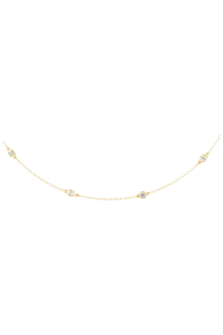 Multi Shape Bezel Station Lab Diamond Necklace in 14K, Alternate, color, Yellow Gold