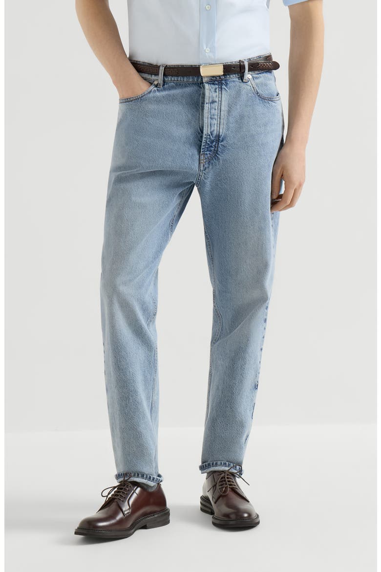 Denim iconic fit five-pocket trousers, Main, color, Light Denim