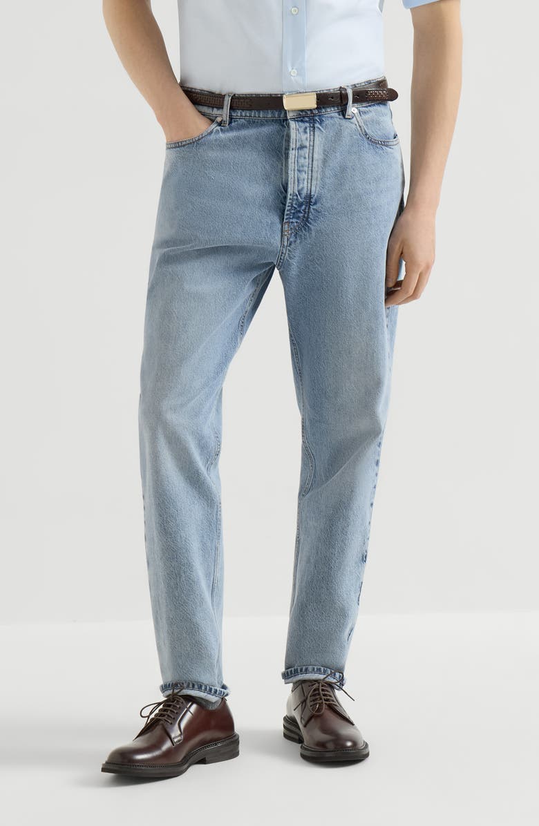Brunello Cucinelli Denim iconic fit five-pocket trousers, Main, color, Light Denim