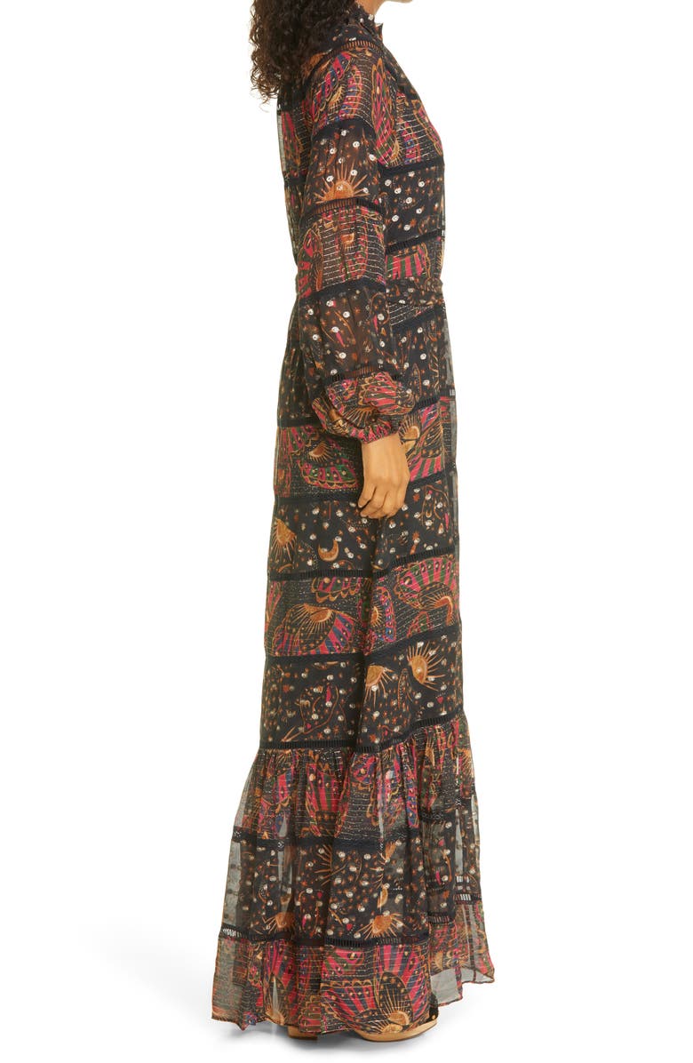 FARM Rio Mix Print Tiered Long Sleeve Dress, Alternate, color, 