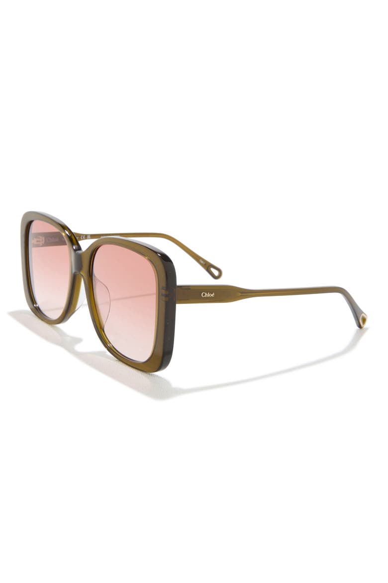 57mm Core Square Gradient Sunglasses, Alternate, color, GREEN GREEN ORANGE