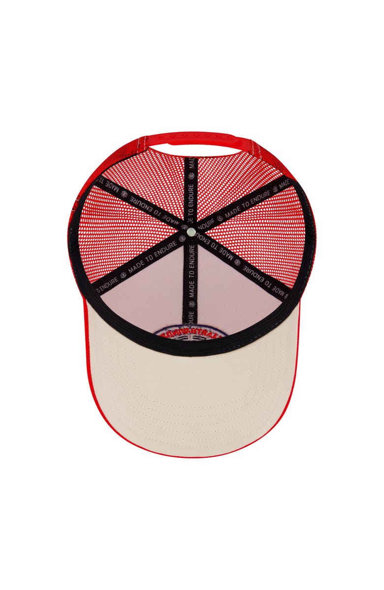 Element Constructed Contrast Stitch Cotton Twill Trucker Cap, Alternate, color, Red