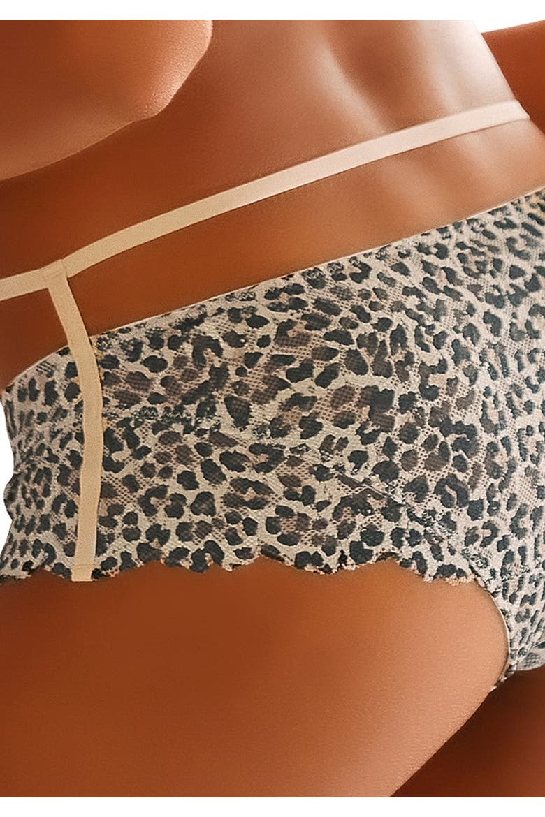 Mesh Animal Print Hipster Panty, Alternate, color, Leopard Printed