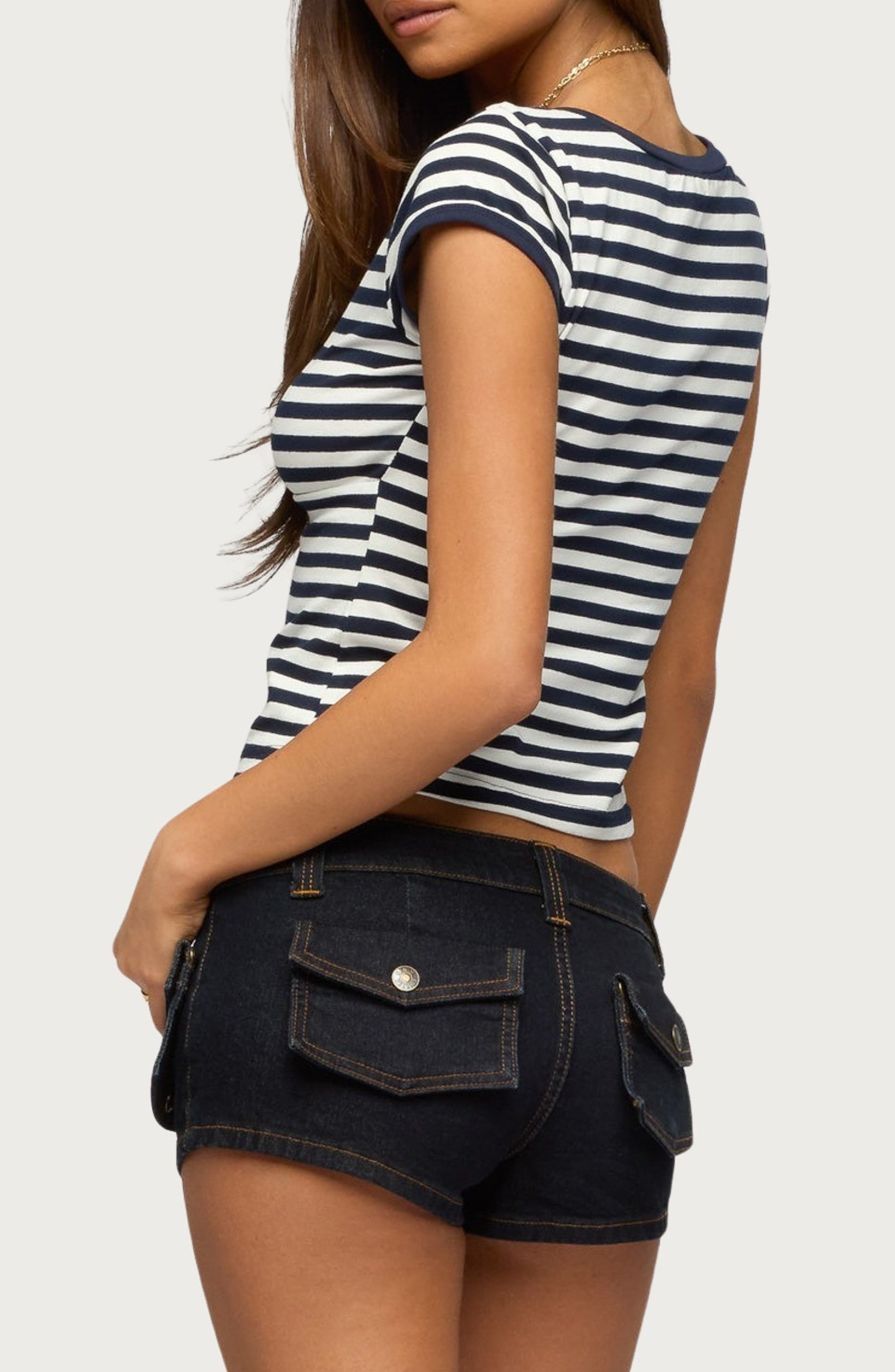 Laia Stripe V-Neck T-Shirt - image 2