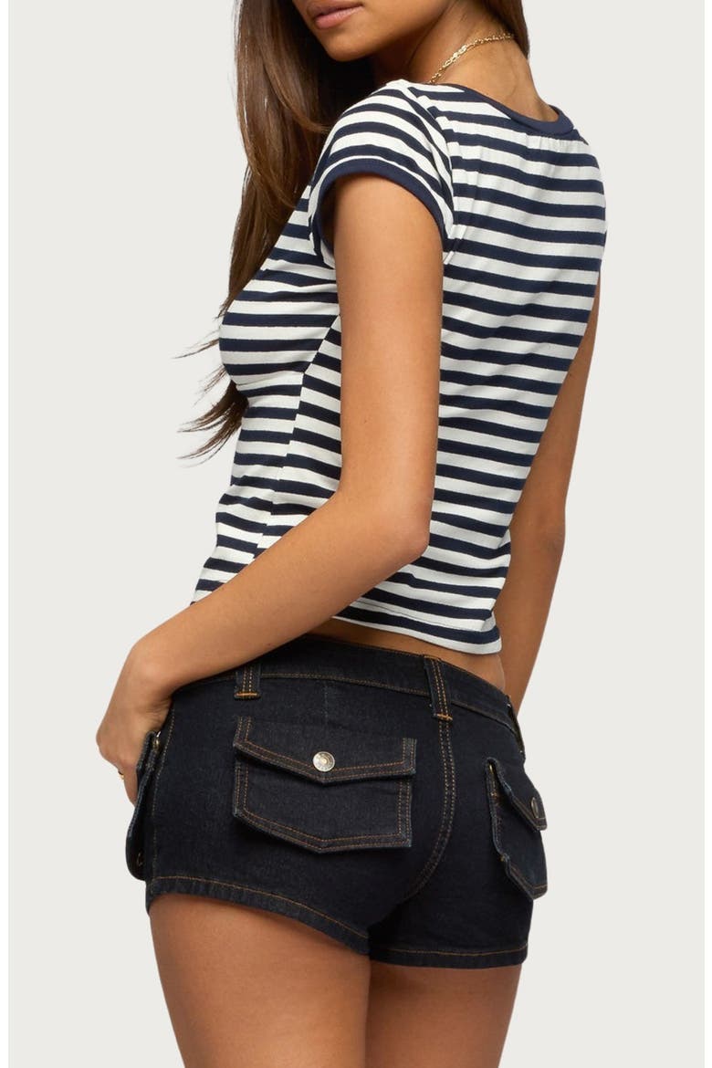 Laia Stripe V-Neck T-Shirt, Alternate, color, NAVY-AND-WHITE