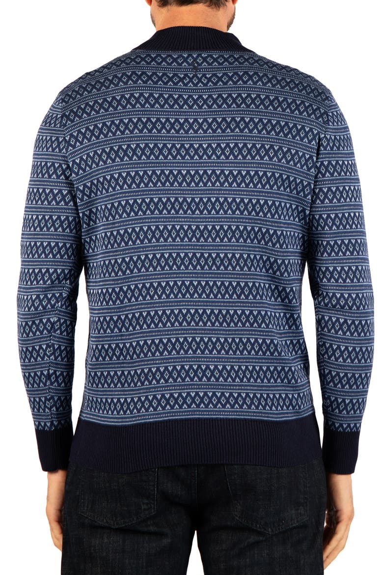 Fair Isle Quarter Zip Sweater, Alternate, color, DENIM