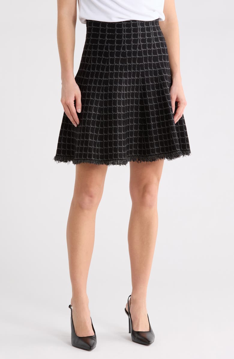 MAX STUDIO Short Flare Sweater Skirt, Main, color, Black/ Charcoal