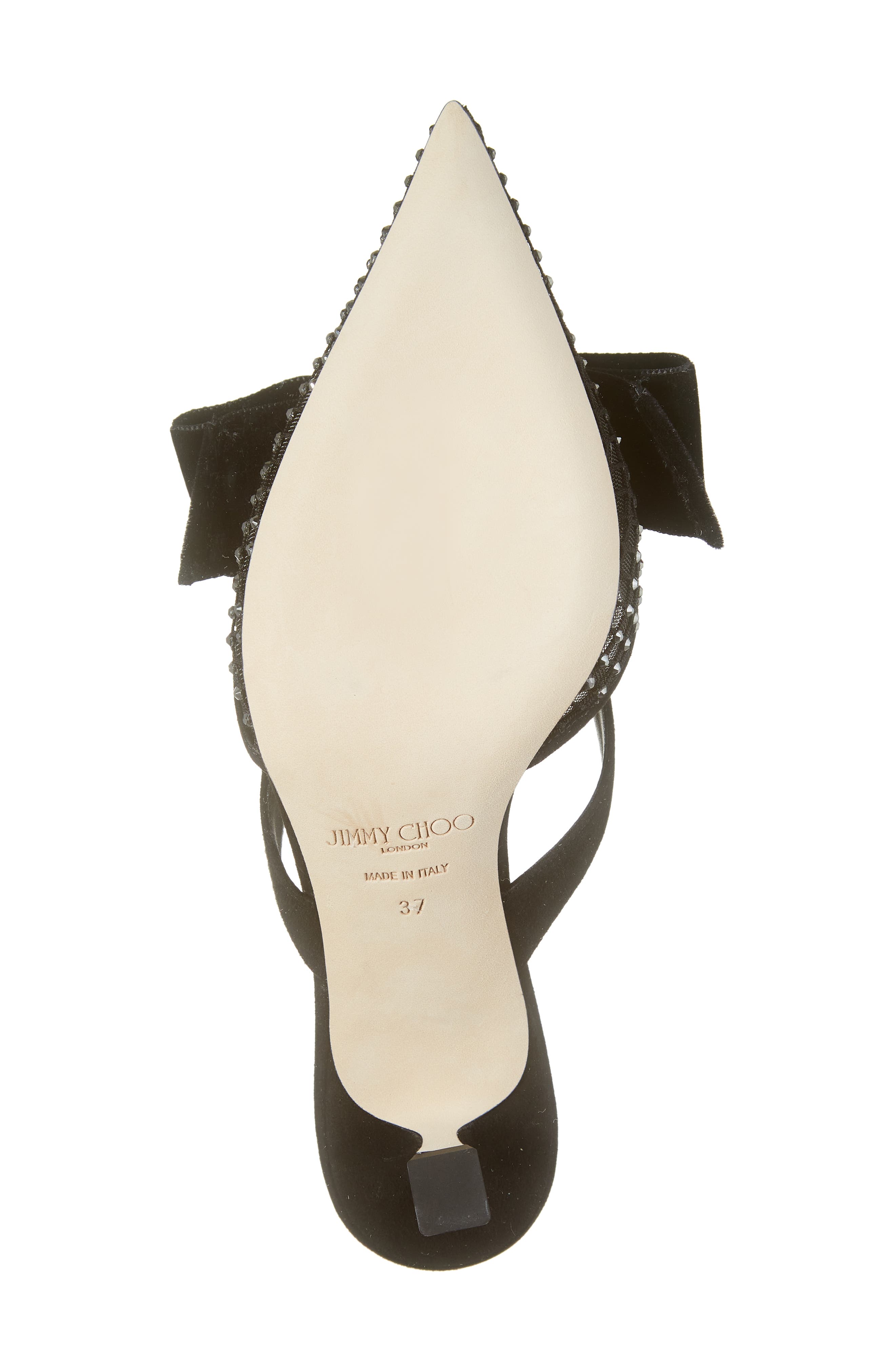 Jimmy Choo Flaca Bow & Crystal Embellished Pointed Toe Mule, Alternate, color, 