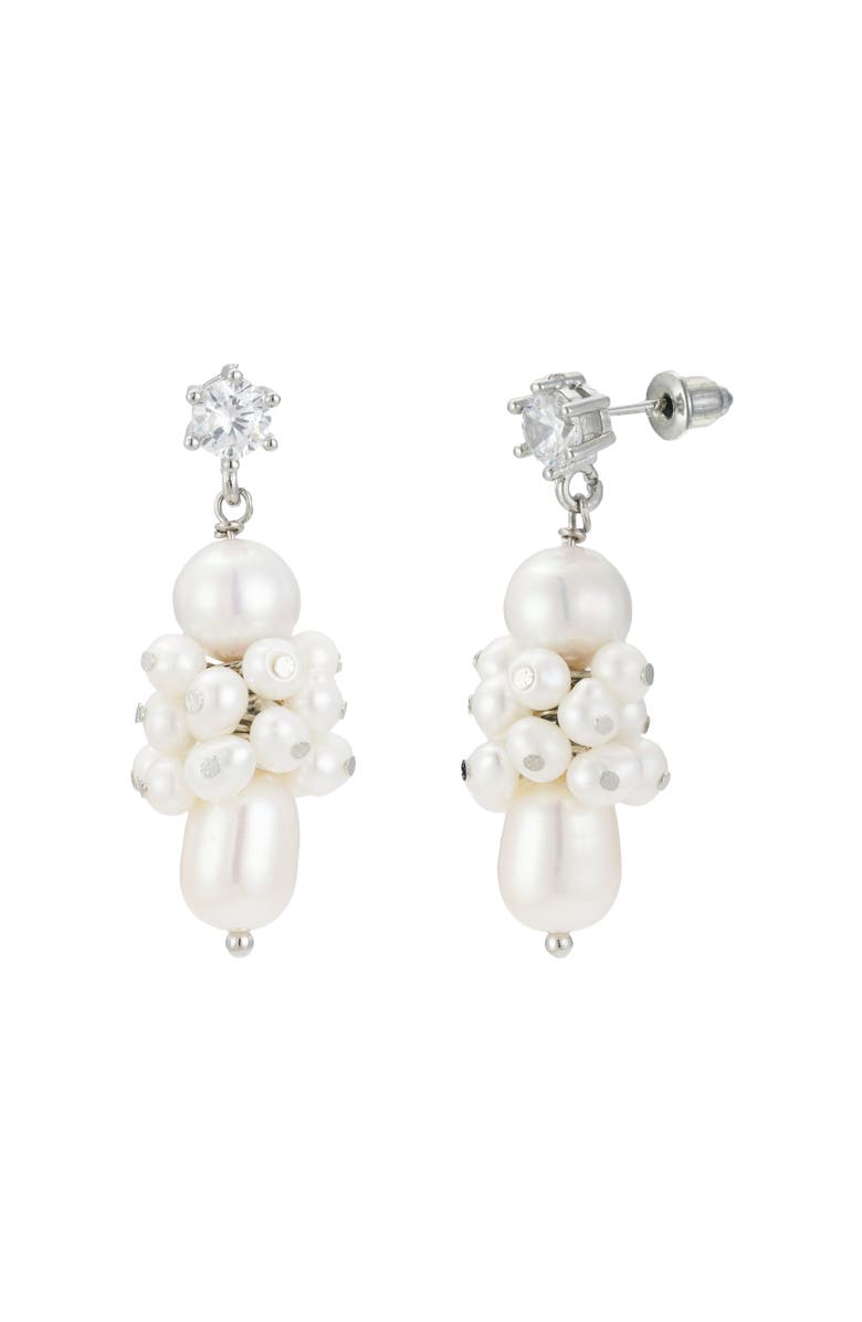 Untamed Petals Sydney Pearl Drop Earrings, Main, color, Silver
