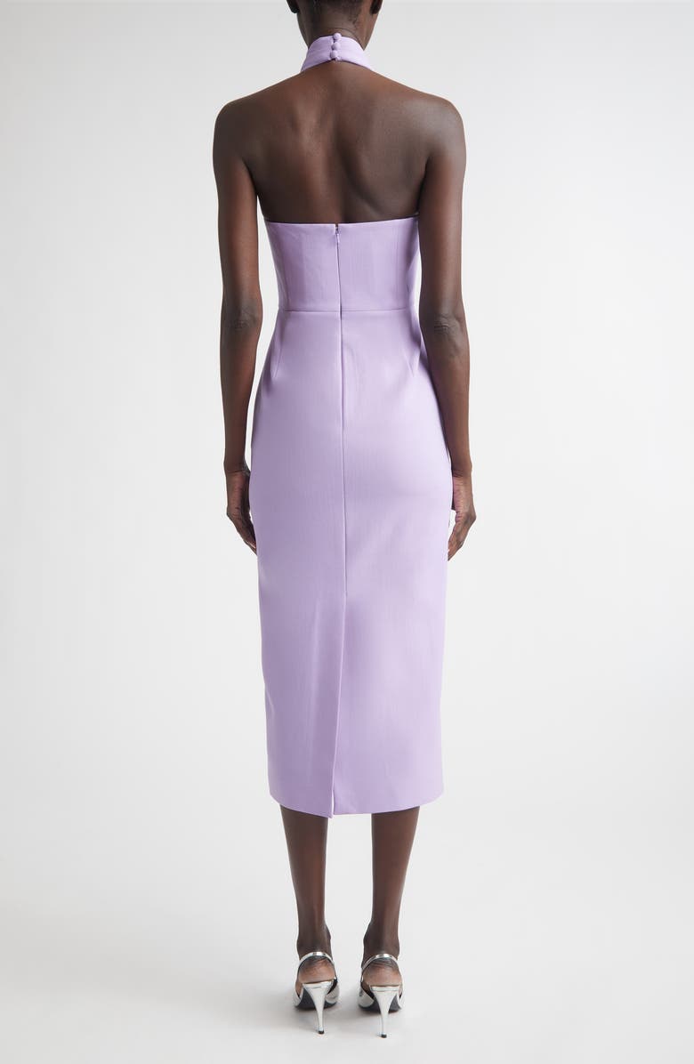 Carolina Herrera Twisted Halter Stretch Wool Midi Dress, Alternate, color, Violeta
