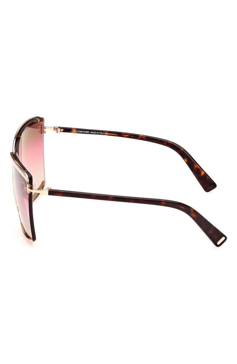 TOM FORD Elle 71mm Gradient Square Sunglasses, Alternate, color, Shiny Rose Gold / Brown