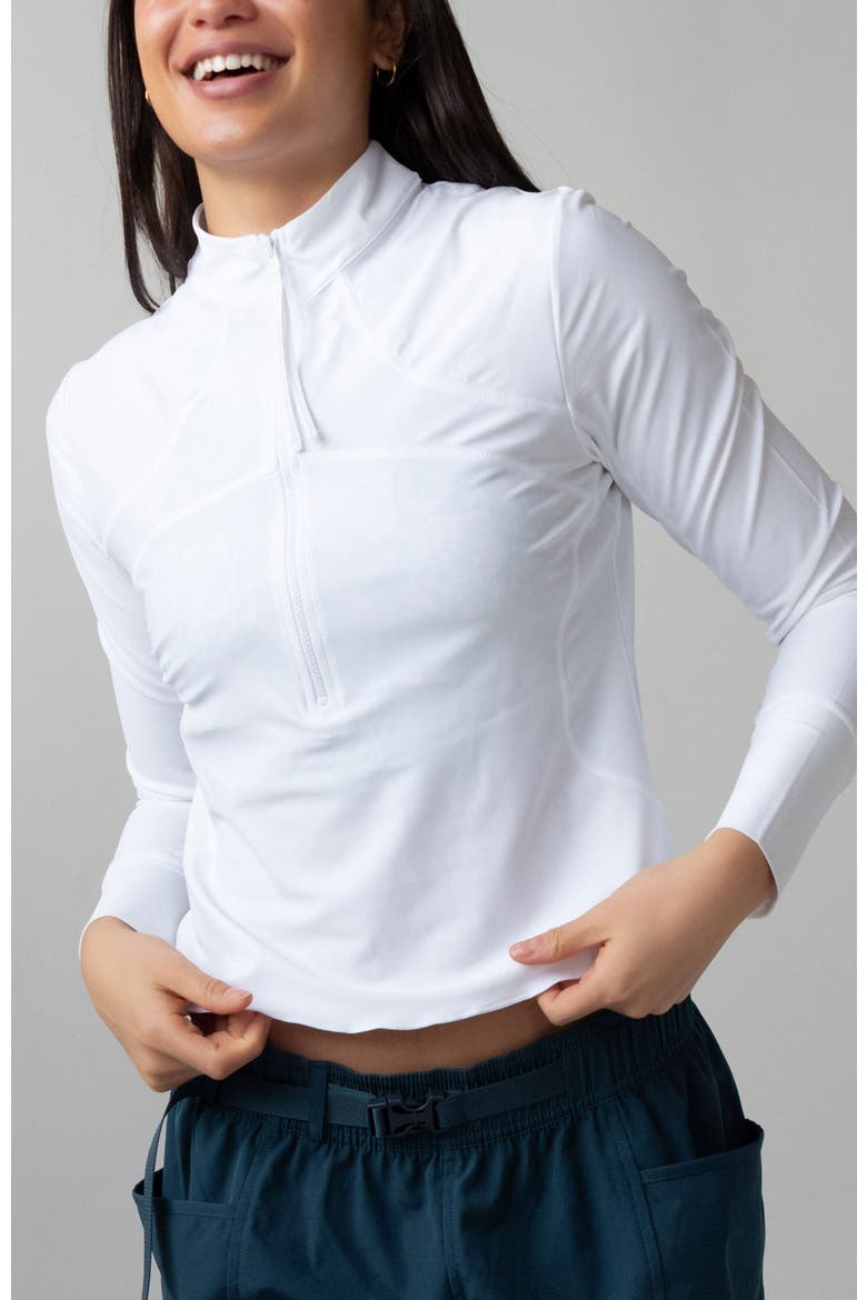 Cropped Half Zip Rashguard, Main, color, Vanilla