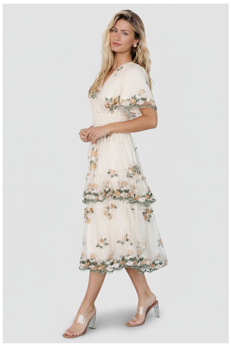 Cynthia Midi Dress, Alternate, color, Cream Floral