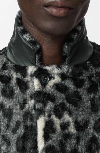 John Varvatos Templeton Leopard Print Faux Fur Topcoat Nordstrom