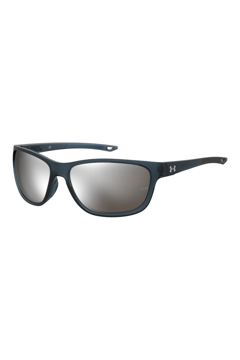 61mm Gradient Polarized Rectangular Sunglasses, Alternate, color, MATTE BLACK CRYSTAL