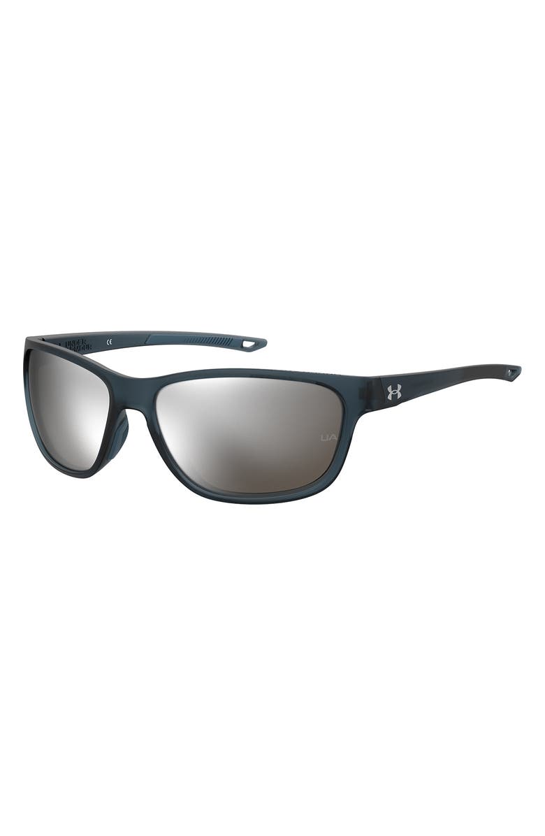Under Armour 61mm Gradient Polarized Rectangular Sunglasses, Alternate, color, Matte Black Crystal