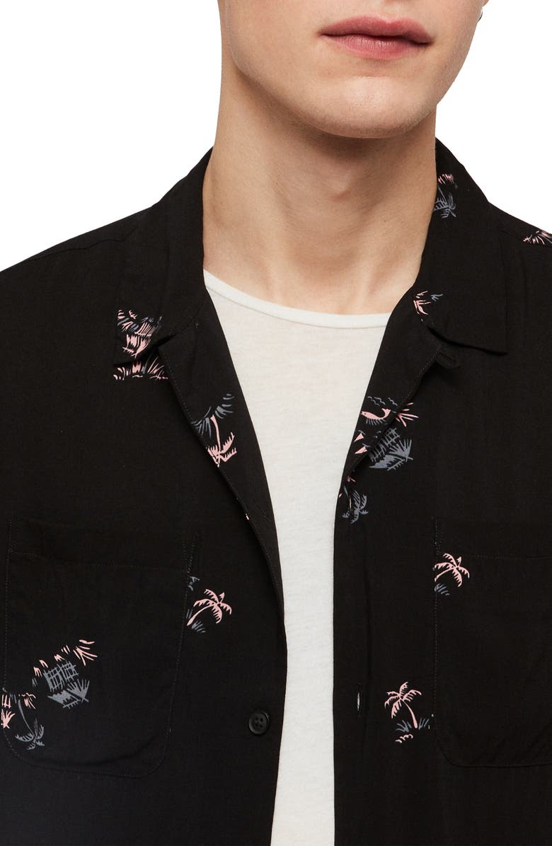 AllSaints Castaway Slim Fit Camp Shirt, Alternate, color, 