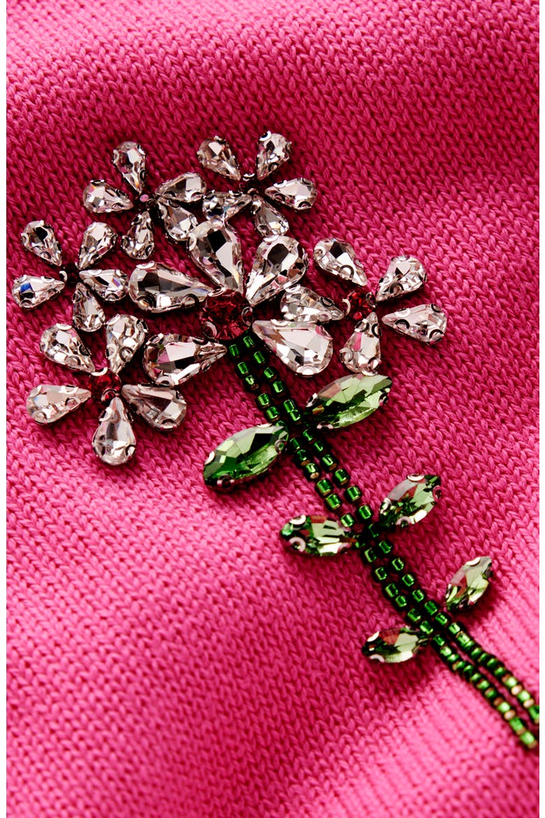Crystal Embellished Cotton Sweater, Alternate, color, PINK POWER