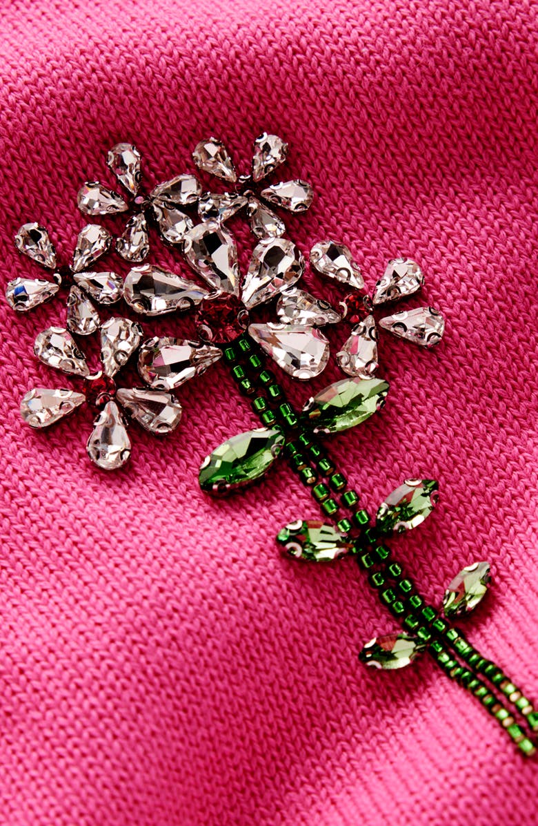 Boden Crystal Embellished Cotton Sweater, Alternate, color, Pink Power