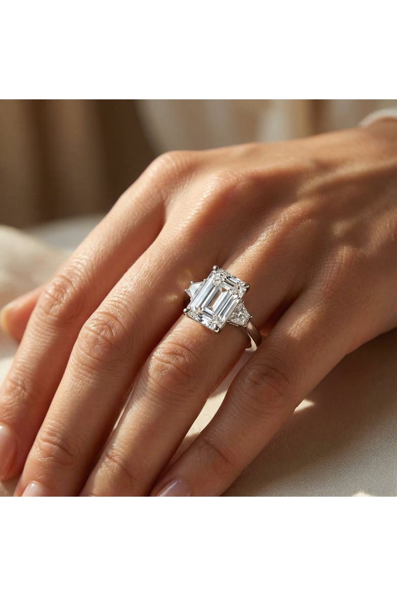 Certified 11.90Ct Emerald Diamond Engagement Ring 14k Gold Lab Grown, Alternate, color, 14k White Gold