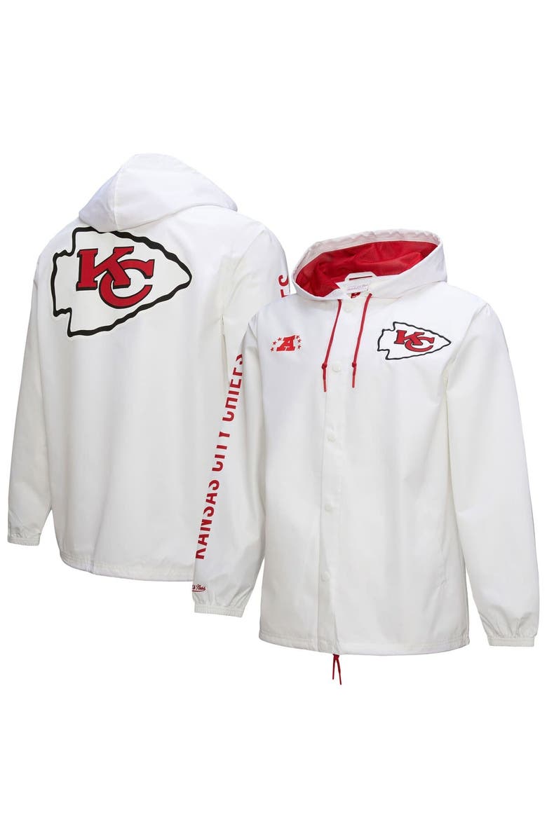Mitchell & Ness Men's Mitchell & Ness  White Kansas City Chiefs Vintage Logo Coaches Full-Snap Hoodie Jacket, Alternate, color, 