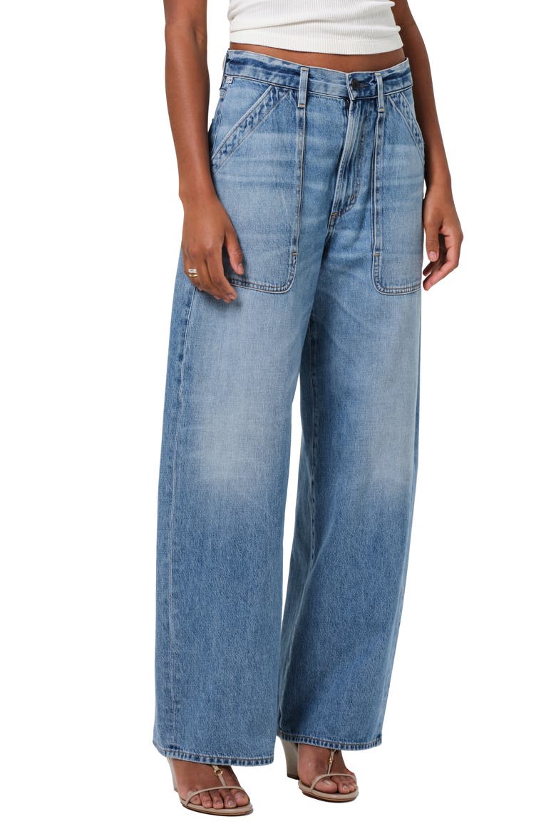 Ayla High Waist Baggy Wide Leg Utility Jeans, Main, color, ZENITH