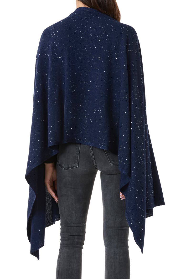 Sequin Wool & Cashmere Blend Wrap, Alternate, color, NAVY