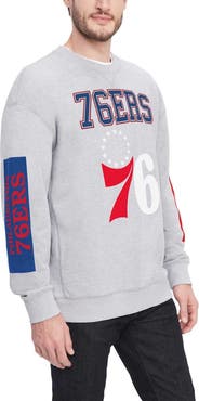 TOMMY JEANS Men's Tommy Jeans Heather Gray Philadelphia 76ers Hayes Crew Neck Pullover Sweatshirt