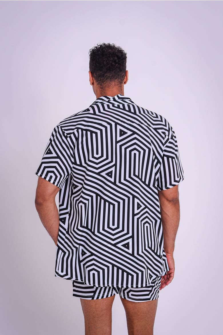 Fall Line Men's Short Sleeve Shirt, Alternate, color, Black, white