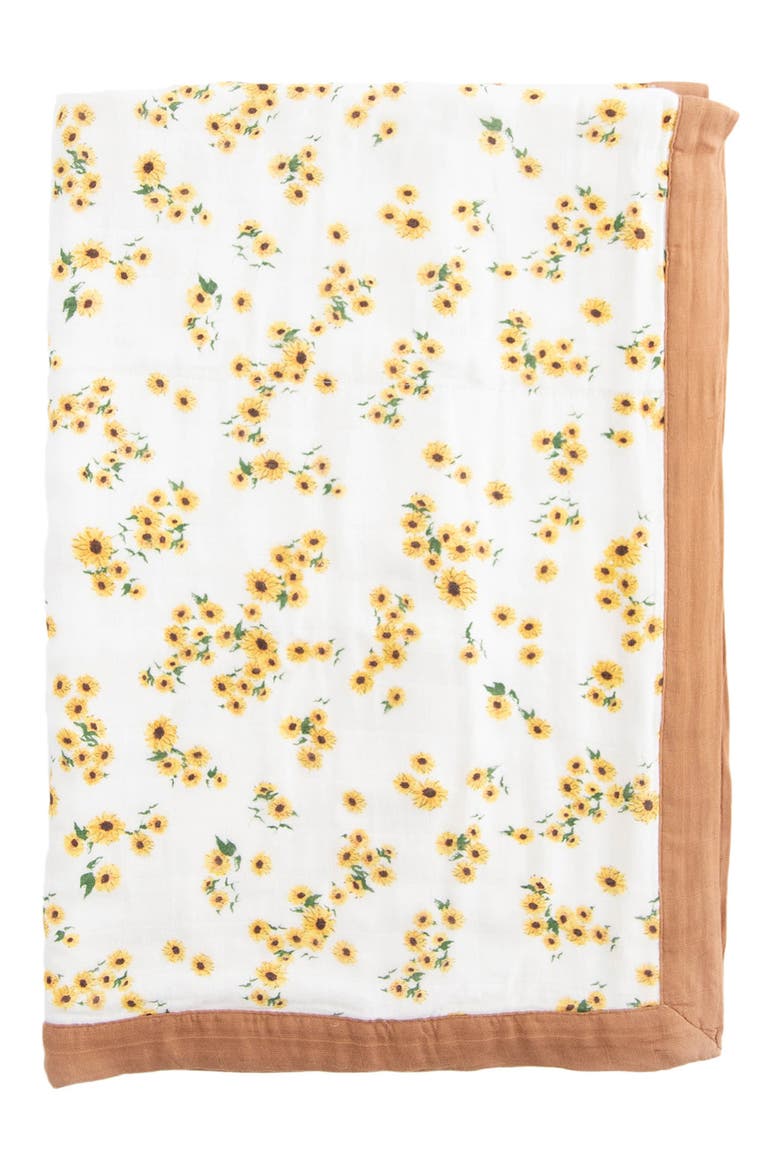 Deluxe Muslin Baby Receiving Quilt, Main, color, DITSY SUNFLOWER