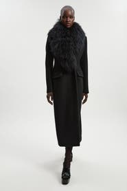 Karen Millen Wool Detachable Collar Midi Coat