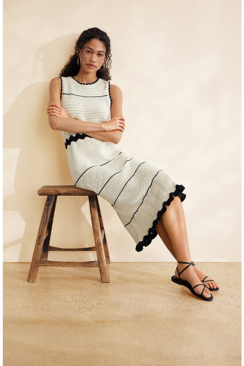Pointelle Midi Sweater Dress, Alternate, color, IVORY DOVE